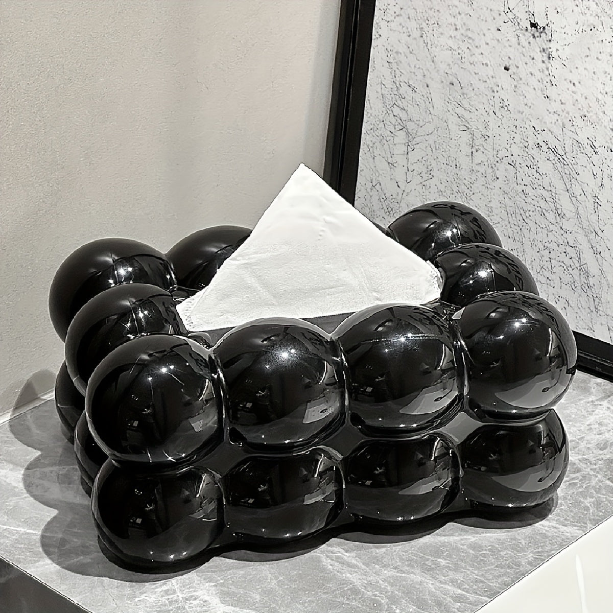 1pc Light Luxury Tissue Box, Living Room Premium Household Tissue Box, Bubble Shape Plastic Draw Paper Box, Napkin Paper Box, Home Supplies 7.87"*5.51"*3.54"