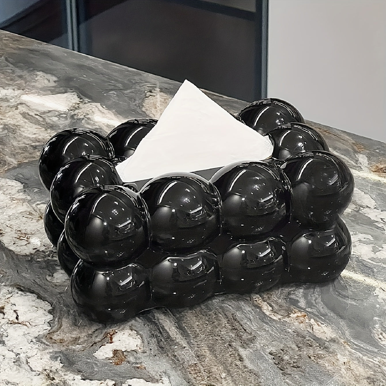 1pc Light Luxury Tissue Box, Living Room Premium Household Tissue Box, Bubble Shape Plastic Draw Paper Box, Napkin Paper Box, Home Supplies 7.87"*5.51"*3.54"