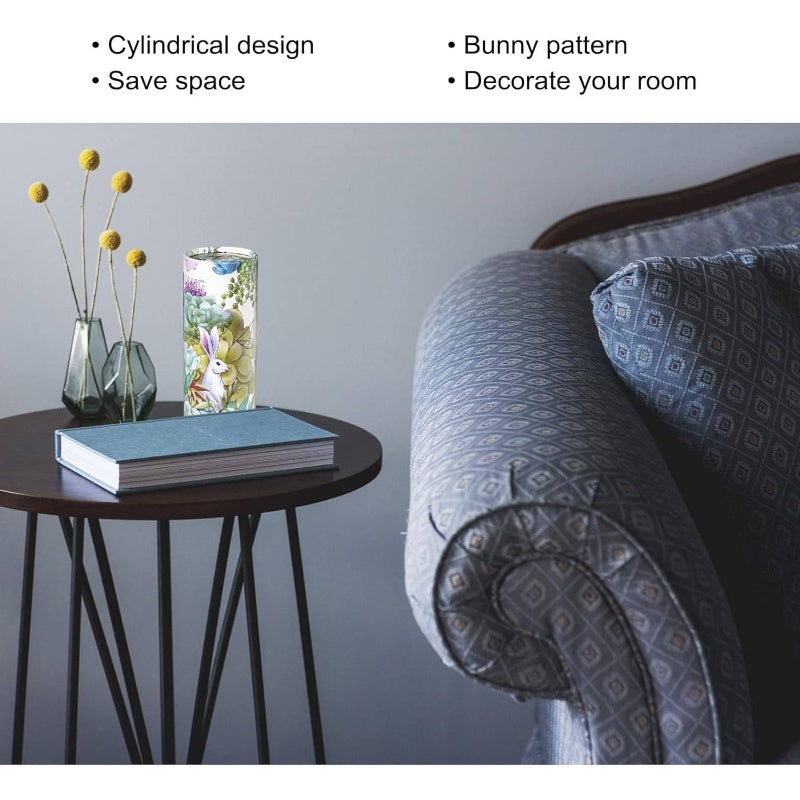 200 Count Portable Cylinder Tissue Boxes - Elegant Floral & Bunny Design, Synthetic Synthetic Faux Leather, Compact Car Cup Holder & Home Office Use, Durable & Stylish for Home, Office, or Travel, Tissue Boxes for Home, Office Essentials, Decorative