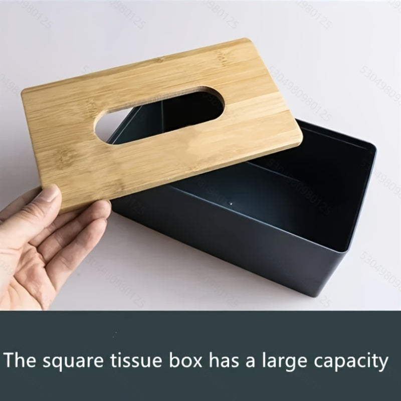 1pc Large Capacity Square Tissue Box Holder - Durable Plastic Rectangular Tissue Storage with Black Finish for Bathroom, Living Room, Bedroom Countertops - Modern Home Decor & Holiday Decorations (Halloween, Christmas), Tissue Holder Bathroom, Minimalist