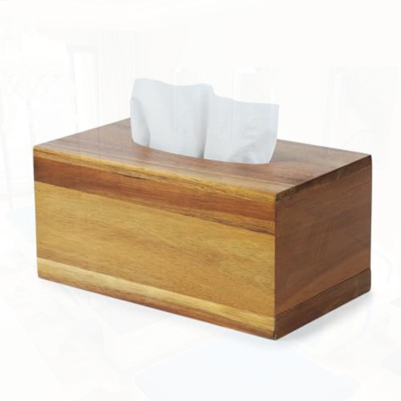 Acacia Wood Tissue Box Cover Square Wooden Tissue Holder for Bathroom Living Room Dining Table Decorative Cube Facial Tissue Box Cover 5. 3 x 5. 3 x 5. 9 inches