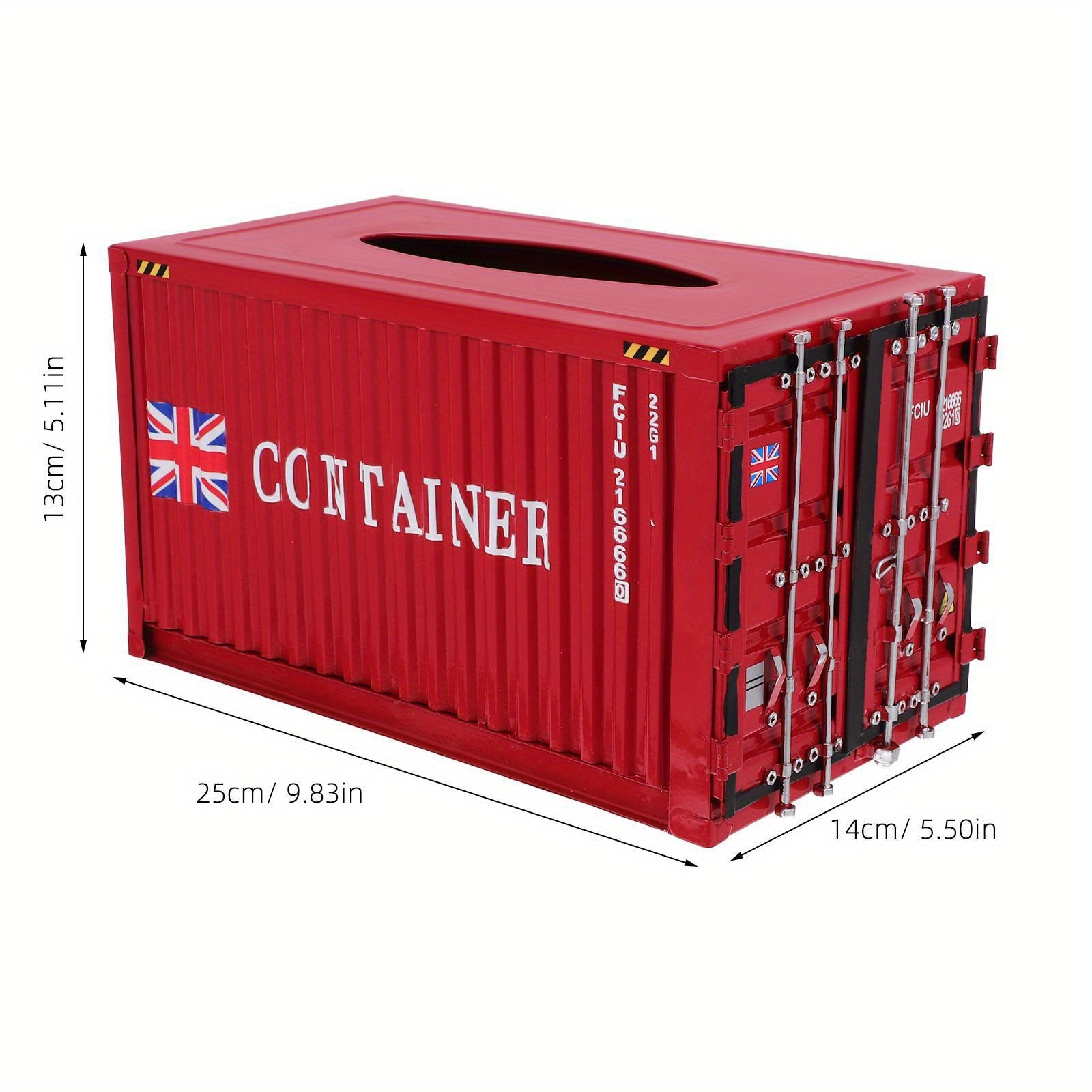 1pc Industrial Red Tissue Box - Sturdy Construction, Compact Square Design for Home, Office, Bathroom, Kitchen, Hotel, Car - Decorative Organizer for Tissues, Napkins, Receipts - Modern Industrial Decor Storage Container, Home Organization, Rustic