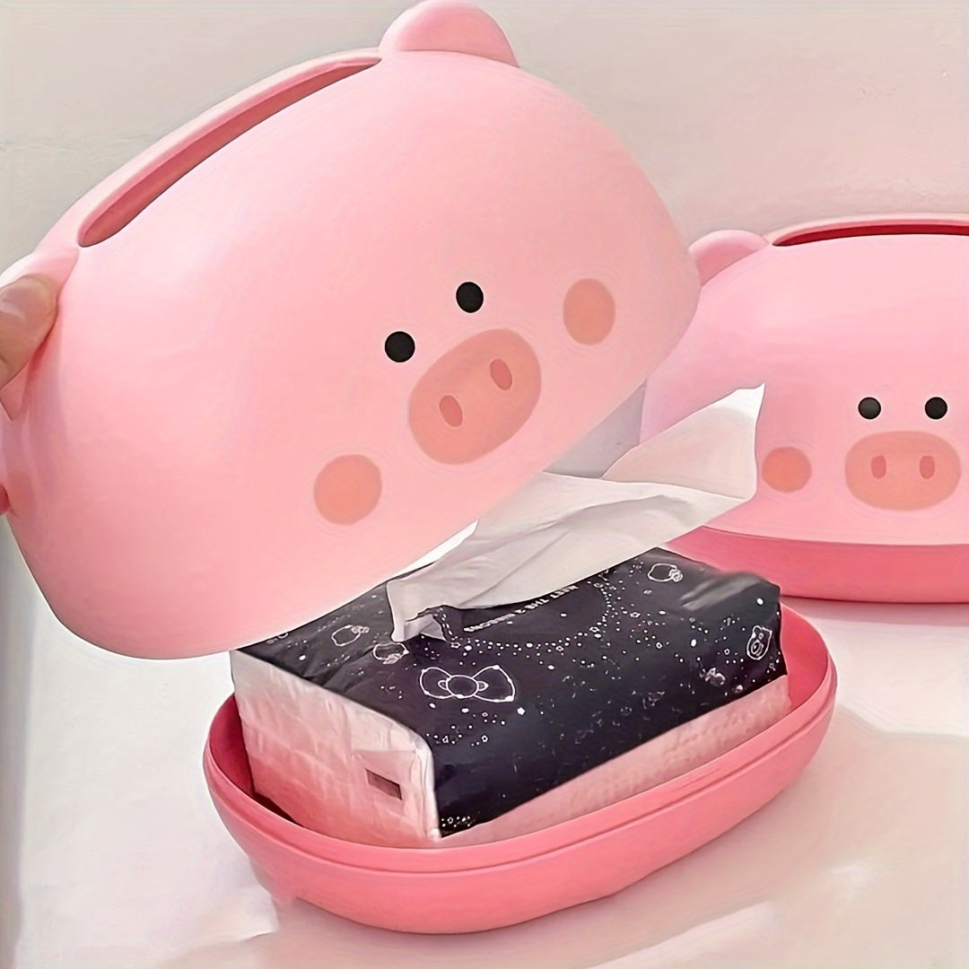 Cute Piggy-Shaped Tissue Box Holder - Durable Plastic, Multi-Functional Desktop Organizer for Home & Commercial Use, 1pc, Tissue Box, Cute Tissue Box, Office Supplies, Playful Decor, Whimsical Accessory, Sturdy Construction, Longlasting Material, Room