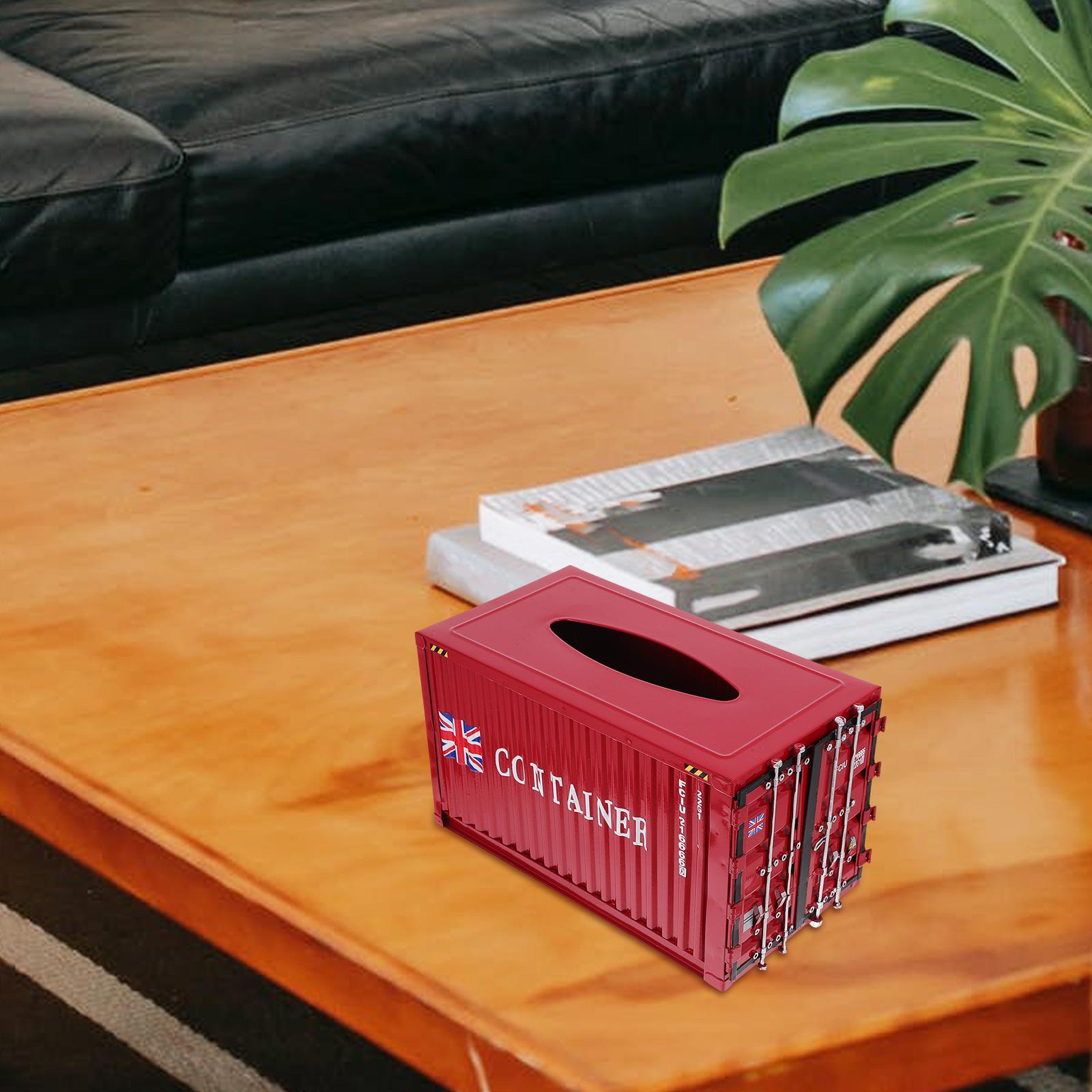 1pc Industrial Red Tissue Box - Sturdy Construction, Compact Square Design for Home, Office, Bathroom, Kitchen, Hotel, Car - Decorative Organizer for Tissues, Napkins, Receipts - Modern Industrial Decor Storage Container, Home Organization, Rustic