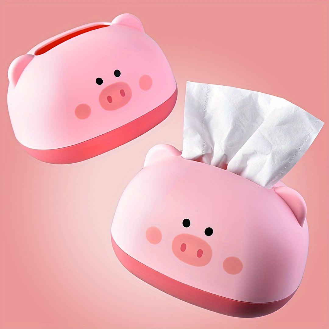 Cute Piggy-Shaped Tissue Box Holder - Durable Plastic, Multi-Functional Desktop Organizer for Home & Commercial Use, 1pc, Tissue Box, Cute Tissue Box, Office Supplies, Playful Decor, Whimsical Accessory, Sturdy Construction, Longlasting Material, Room