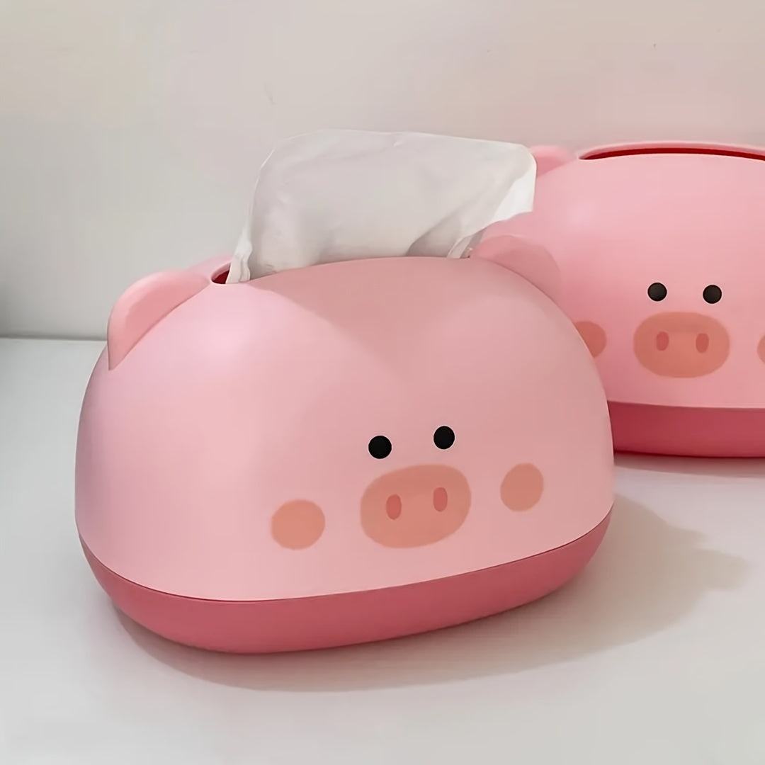 Cute Piggy-Shaped Tissue Box Holder - Durable Plastic, Multi-Functional Desktop Organizer for Home & Commercial Use, 1pc, Tissue Box, Cute Tissue Box, Office Supplies, Playful Decor, Whimsical Accessory, Sturdy Construction, Longlasting Material, Room