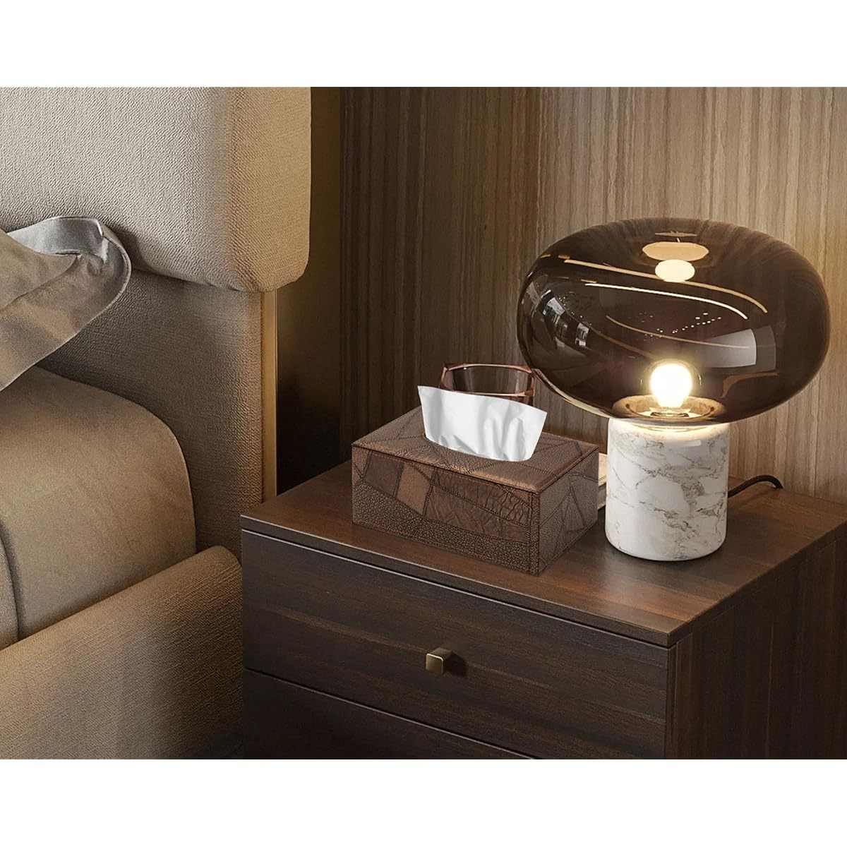 Colylan Rectangular Tissue Box Cover for Bathroom (Vintage Brown)
