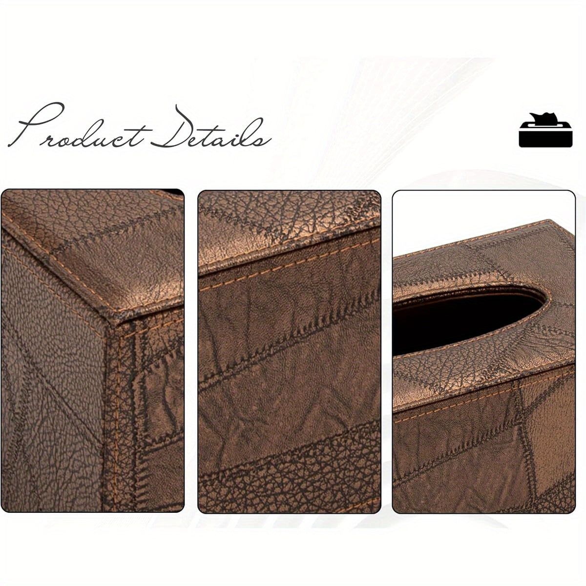 Colylan Rectangular Tissue Box Cover for Bathroom (Vintage Brown)
