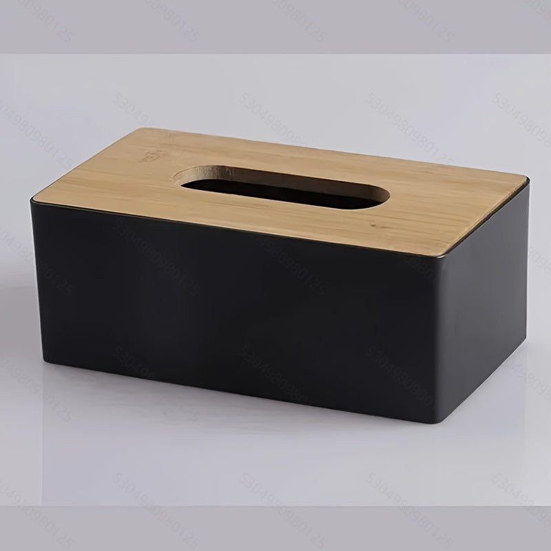 1pc Large Capacity Square Tissue Box Holder - Durable Plastic Rectangular Tissue Storage with Black Finish for Bathroom, Living Room, Bedroom Countertops - Modern Home Decor & Holiday Decorations (Halloween, Christmas), Tissue Holder Bathroom, Minimalist