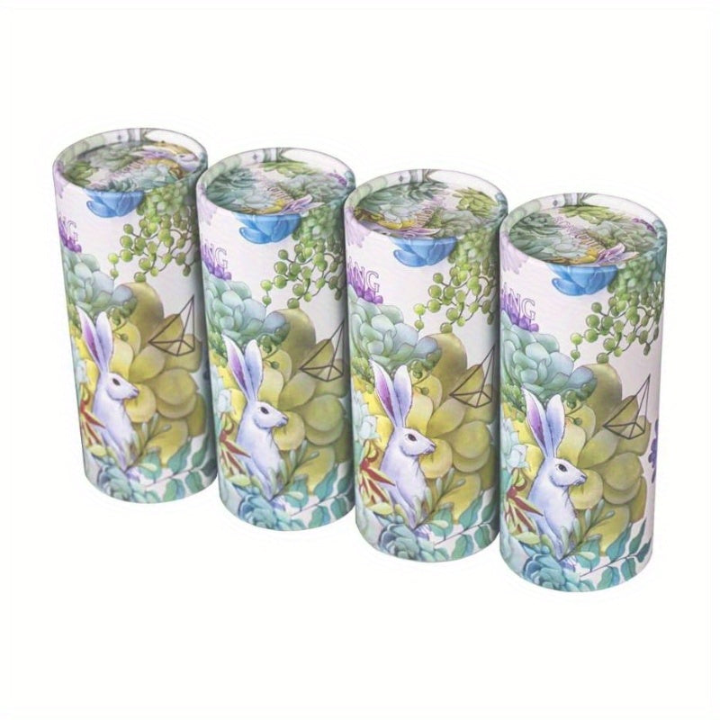 200 Count Portable Cylinder Tissue Boxes - Elegant Floral & Bunny Design, Synthetic Synthetic Faux Leather, Compact Car Cup Holder & Home Office Use, Durable & Stylish for Home, Office, or Travel, Tissue Boxes for Home, Office Essentials, Decorative