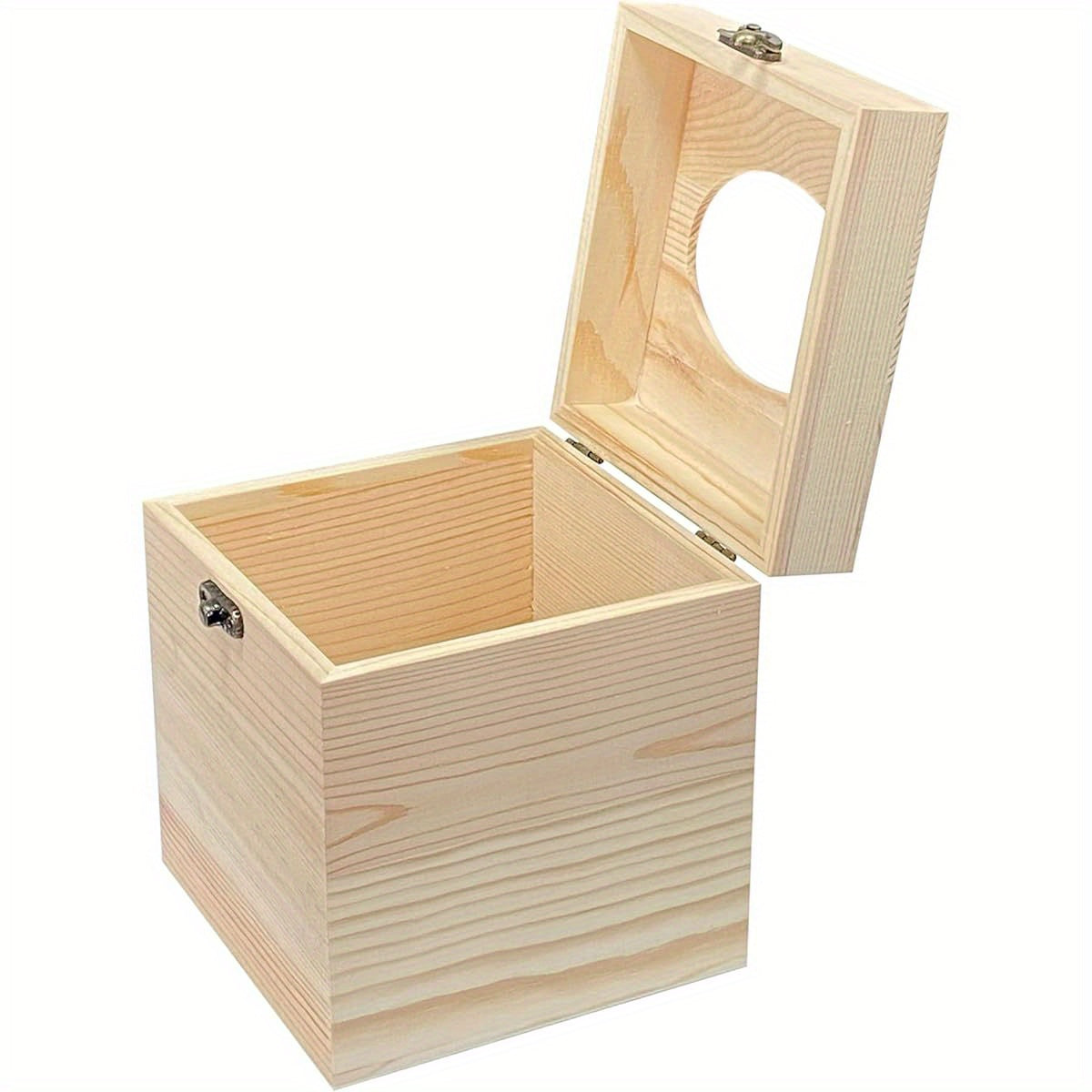 2pcs Unfinished Solid Wood Tissue Box Covers - Oval Opening, Square Wooden Holder for Home Decor, 5.1x5.1in, Perfect for Crafts & Decorative Display, Craft Supplies, Decorative Storage, Natural Wood Finish