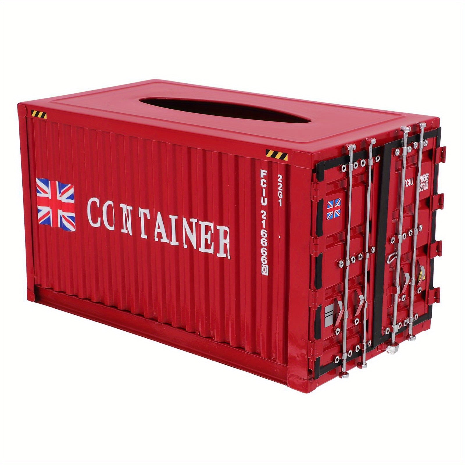 1pc Industrial Red Tissue Box - Sturdy Construction, Compact Square Design for Home, Office, Bathroom, Kitchen, Hotel, Car - Decorative Organizer for Tissues, Napkins, Receipts - Modern Industrial Decor Storage Container, Home Organization, Rustic