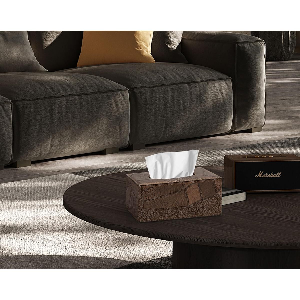 Colylan Rectangular Tissue Box Cover for Bathroom (Vintage Brown)