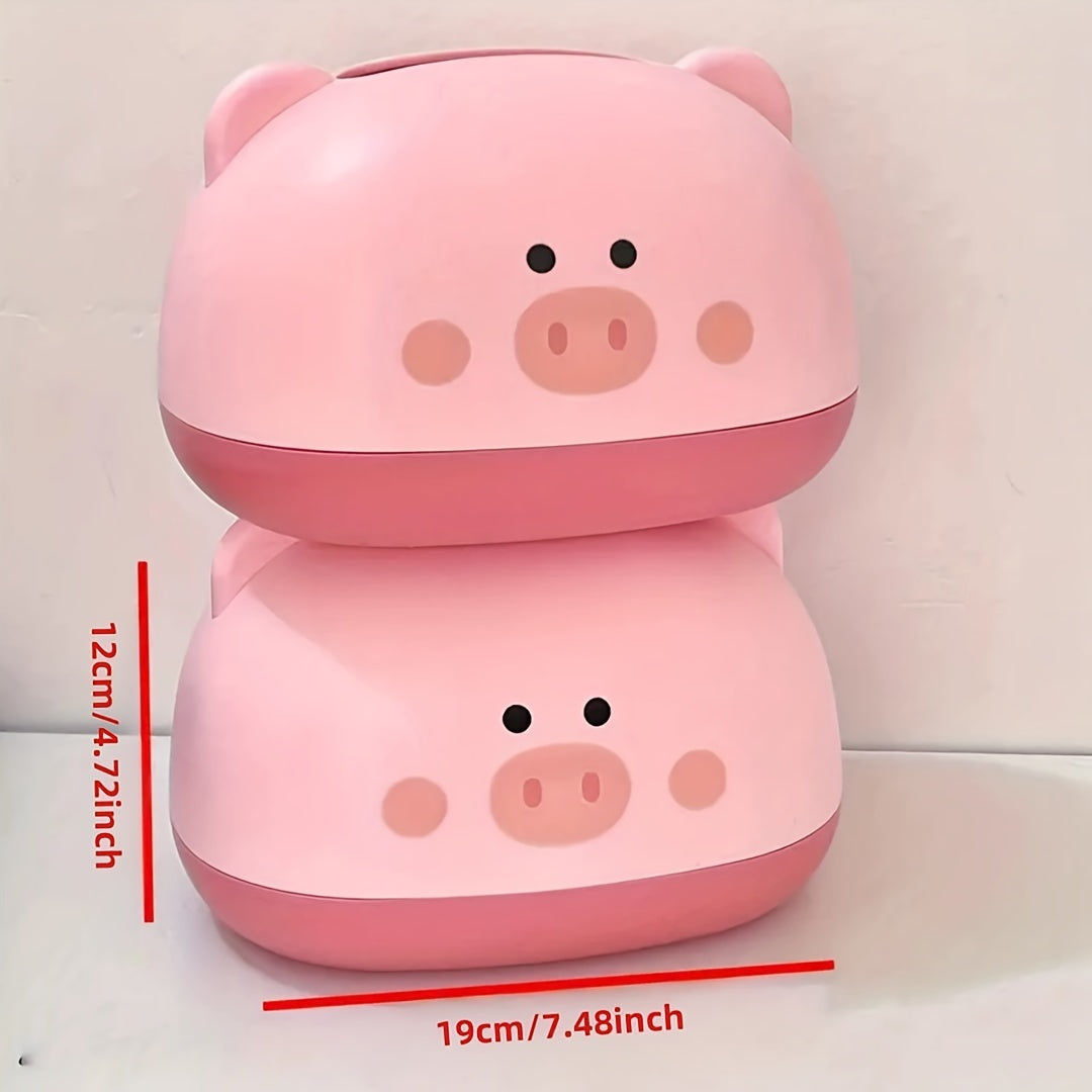 Cute Piggy-Shaped Tissue Box Holder - Durable Plastic, Multi-Functional Desktop Organizer for Home & Commercial Use, 1pc, Tissue Box, Cute Tissue Box, Office Supplies, Playful Decor, Whimsical Accessory, Sturdy Construction, Longlasting Material, Room