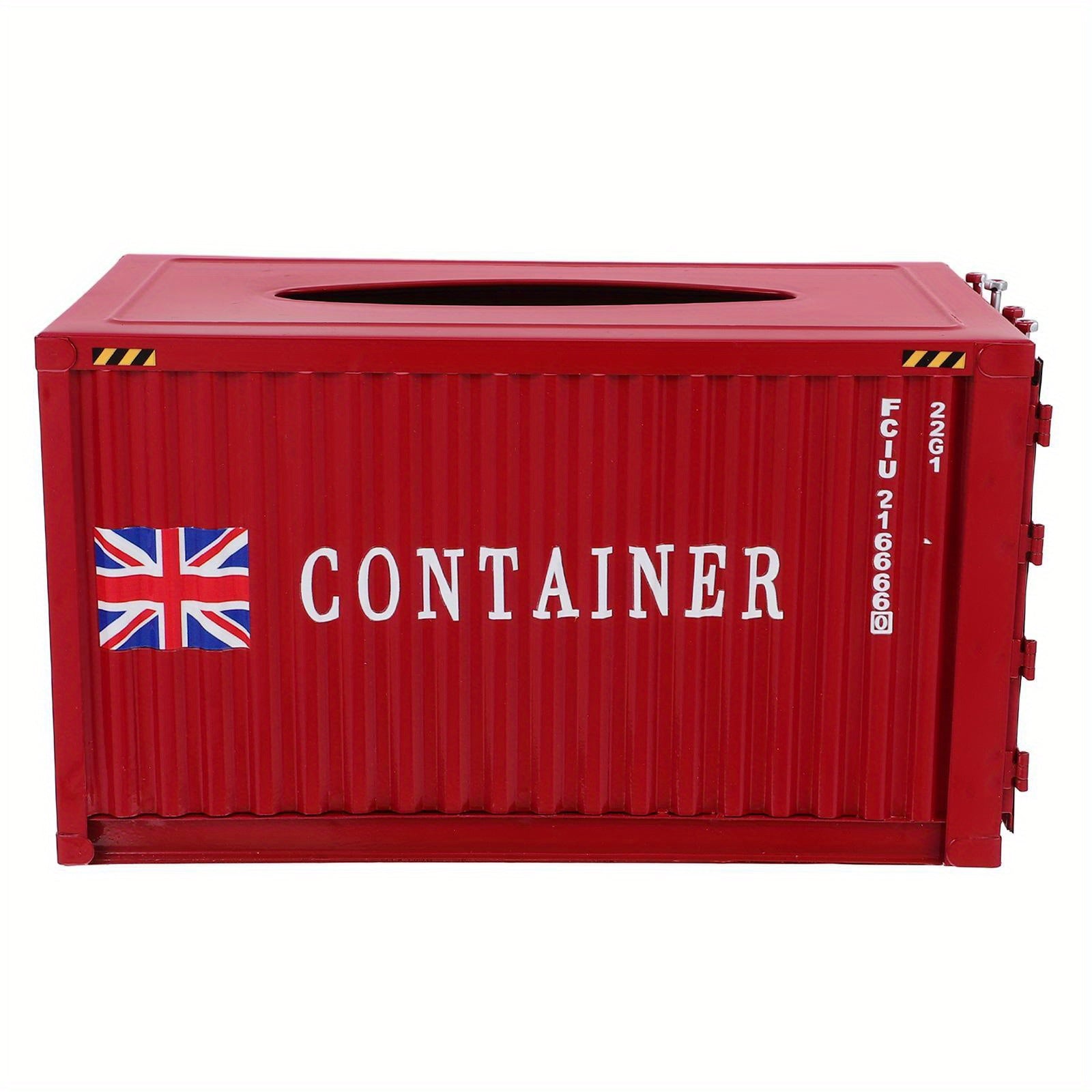 1pc Industrial Red Tissue Box - Sturdy Construction, Compact Square Design for Home, Office, Bathroom, Kitchen, Hotel, Car - Decorative Organizer for Tissues, Napkins, Receipts - Modern Industrial Decor Storage Container, Home Organization, Rustic